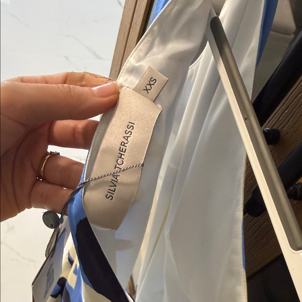 Silvia Tcherassi Blue and White One-Shoulder Dress - Picture 10 of 11